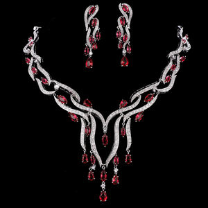 قلادة شرابة فاخرة من أحجار الزركونيا المكعّبة 5 ألوان طقم مجوهرات زفاف للنساء هدايا زفاف للإناث - Product Image 5