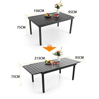 Table de restaurant rectangulaire et chaises en rotin Table à manger extensible de jardin avec chaises Meubles de patio Ensemble de salle à manger d'extérieur