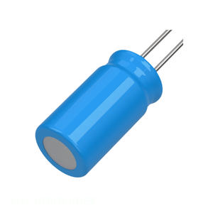 Condensador de canal del fabricante, de orificio pasante, 100 uF, aluminio, 100UF, 20%, 25V, radial, TH MAL203836101E3 - Product Image 1