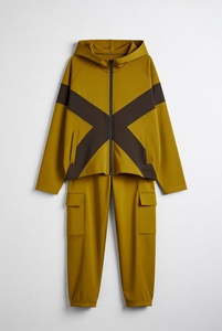 Survêtement de sport bleu marine imprimé, motif abstrait à effets de pinceaux, veste à capuche entièrement zippée, pantalon de jogging athlétique - Product Image 5