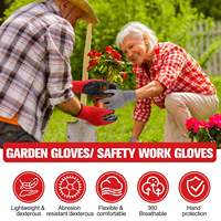 Prix de gros, 13 jauges, industrie de la construction, protection des mains, gants de travail de sécurité en polyester rouge et noir