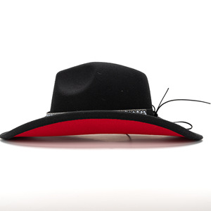 Sombrero Vaquero Occidental de Fieltro de Lana para Otoño e Invierno, Estilo Étnico Unisex, Ala Ancha Curvada, Sombrero de <span class=keywords><strong>Jazz</strong></span> con Banda de Diamantes, para Fiestas Casuales - Product Image 3