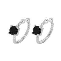S925 Sterling Silber Rhodium-Plattiert Punk-Stil Gedrehte Blumen Zirkon-Besetzte Clip-On Ohrringe für Frauen
