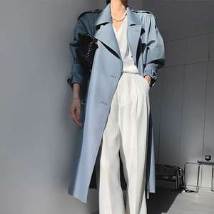 Nouvelle <span class=keywords><strong>Trench</strong></span>-Coat Longue Femme Printemps Respirante et Douce, Coupe-Vent Double Boutonnage à Col Rabattu avec Ceinture - Product Image 3
