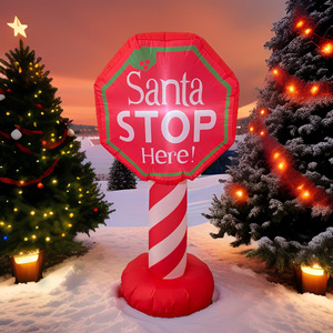 Papá Noel se detiene aquí con luz LED Decoración de Navidad para interiores Oficina en casa Fiesta de vacaciones Cartel de calle de Navidad decorativo - Product Image 5