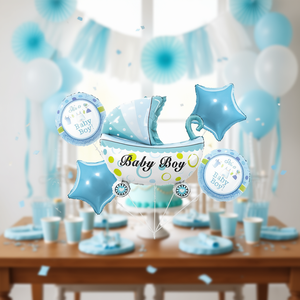 Ensemble de ballons pour poussette « C'est un garçon », 5 pièces, aluminium mat, rempli d'hélium, décorations pour baby shower YA17 - Product Image 2