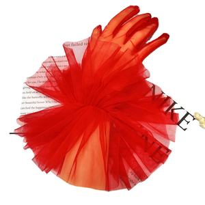 Guanti Sexy in pizzo alla moda da 30cm manica a sbuffo in <span class=keywords><strong>Organza</strong></span> con volant in Tulle corto elasticizzato - Product Image 2