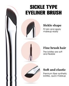 <span class=keywords><strong>Pinceau</strong></span> Eyeliner Gel Angulaire en Forme de Faisceau avec Poils Véganes Ultra Fins et Courbés pour un Maquillage Précis des Yeux, des Sourcils et des Paupières - Product Image 3