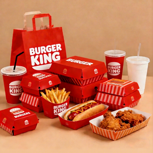 Emballages personnalisés pour frites et hamburgers au poulet avec gaufrage, contenants en papier recyclé pour plats à emporter et boîtes alimentaires avec logo personnalisé - Product Image 1