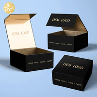 Caja de Regalo Plegable de Cartón Dorado Rosa INPACK, Caja de Papel para Cosméticos Personalizada, Caja de Regalo de Lujo con Tapa Magnética y Papel de Seda