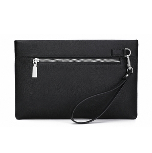 Cartera de mano larga de cuero genuino para hombre, con cremallera, de lujo, organizador de documentos, con correa para la muñeca y bloqueo RFID - Product Image 2