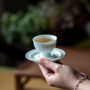 <b>Ceramic</b> Celadon Tea Saucer Round Yingqing Foot <b>Ring</b> Coaster For Kung Fu Tea Set Household Use - Product Image 1