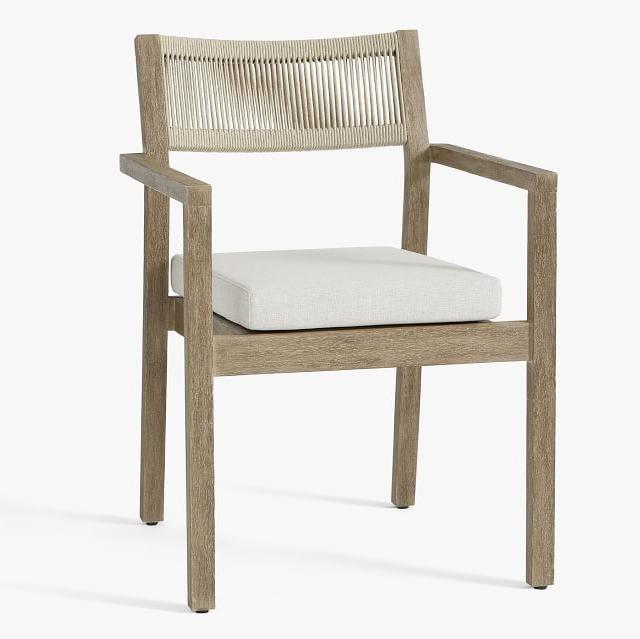 Wholesale New Fashion Concrete Rectangular Table Rope 6 Teak Chair Outdoor Dining Set