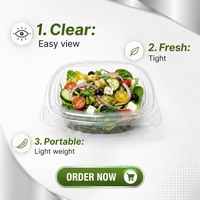 Conteneur alimentaire en plastique transparent personnalisé de 4, 6, 16, 24, 32 oz, boîte à clapet articulée pour micro-légumes et herbes