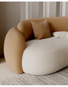 Set di Divani in Tessuto Minimalista Ispirato al Wabi-Sabi Italiano, Tecnologia Semplice in Legno e Stoffa per Angolo VIP nel Soggiorno - Product Image 3