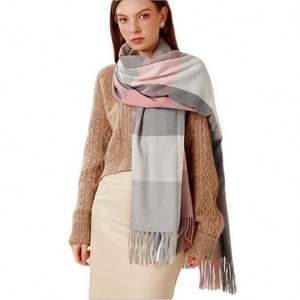 Autumn Warmth Cashmere Tassel Long Shawl Same Plaid Winter <b>Scarf</b> <b>for</b> <b>Women</b> - Product Image 2