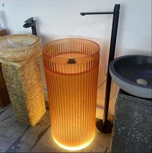 Sang Trọng Độc Đáo Pha Lê Nhựa Đá Trong Suốt Bệ Bồn Rửa Miễn Phí Đứng Rửa Tay Lưu Vực Với Đèn - Product Image 3