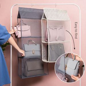 4 Pockets Hanging Organizer Handbag Non-woven Clothes Storage Bag Wardrobe Space Saving Closet Organizer - Product Image 6
