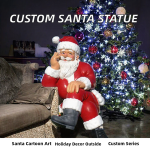 Statue de Père Noël en résine, style dessin animé, pour décoration extérieure de centre commercial, Noël, fêtes - Product Image 3