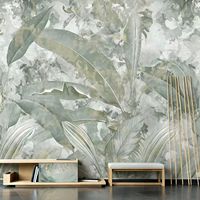 Papier peint mural vintage vert vieilli effet velours, texture nature morte, style rétro jungle, pour fond TV de salon, décoration personnalisée