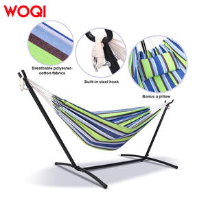 Hamaca Woqi con marco de acero, portátil, de tela de algodón, para camping, jardín, terraza y uso en interiores. - Product Image 3