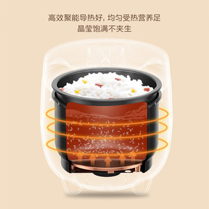 Mini cuiseur à riz Midea 3L, boîtier en plastique en forme de tambour, électrique multifonction, couleur orange, pour 1 à 3 personnes - Product Image 4