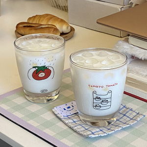 Lelyi Ins mignon dessiné à la main <span class=keywords><strong>tomate</strong></span> Doodle tasse en verre tasse à café minimaliste créative de grande valeur - Product Image 1