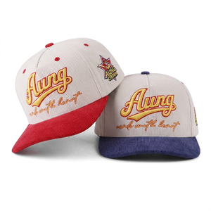 Gorra de Béisbol de Pana de 5 Paneles Unisex de Alta Calidad Aung Crown, Logotipo Bordado en 3D Personalizado, Visera Curva de Dos Tonos, Gorras de Béisbol - Product Image 1