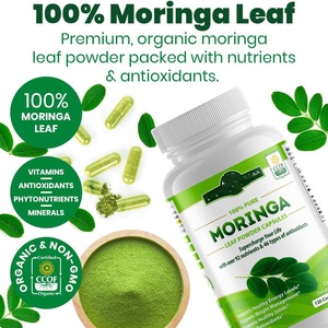 Capsules de feuilles de Moringa biologiques 1000mg | Supplément riche en vitamines et fer | Soutien énergétique certifié halal sans OGM végétalien - Product Image 5