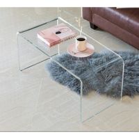 Table basse en acrylique transparent carrée moderne de luxe personnalisée pour salon cristallin