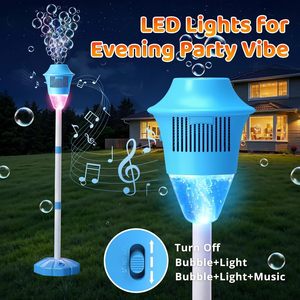 Machine à bulles automatique avec lumières et musique, réglable en hauteur, tour à bulles rechargeable sur pied pour enfants et adultes - Product Image 3