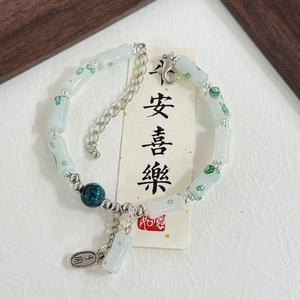 <span class=keywords><strong>Pulsera</strong></span> de Jade Vintage Resoul, Joyería Estética de Bambú, Piedra Natural Curativa, Cadena de Mano para Parejas, Brazaletes de Amistad - Product Image 4