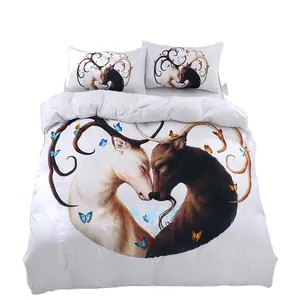 Estilo 3D yin e yang imprimir 3 peças 3D duvet cover set cortina cama conjunto