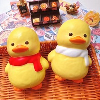 Adorable canard avec écharpe, jouet souple en PU à remontée lente, personnalisé, pour soulager l'anxiété et la relaxation mentale