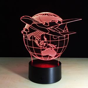 Lampada a LED 3D lampada a colori 3D illusione ottica lampada G131 Fly <span class=keywords><strong>the</strong></span> <span class=keywords><strong>World</strong></span> Earth Globe aeroplano 3D lampada con pulsante a sfioramento G131 - Product Image 3