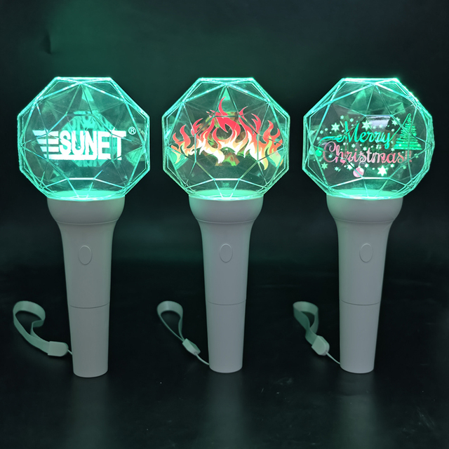 Custom LOGO Modern Letterpress Printed Glowing Stick Acrylic Ball Concert Kpop Led Cheering Props Light Stick for Sports Party