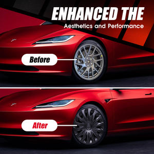 Juego de <span class=keywords><strong>tapacubos</strong></span> negro mate de 18 pulgadas, diseño simétrico, Protector de llanta, cubierta de rueda ABS para 2024 <span class=keywords><strong>Tesla</strong></span> <span class=keywords><strong>Model</strong></span> 3 Highland - Product Image 2