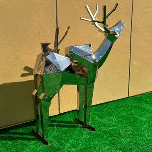Escultura Geométrica de Ciervo en Acero Inoxidable, Adorno Animal Hecho a Mano para Montar en el Suelo Exterior - Product Image 2