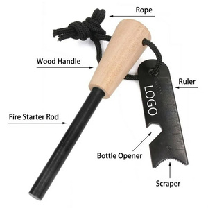Jumbo <span class=keywords><strong>Tinder</strong></span> Rope Wood Fire Starters Ferro Rod Equipo de supervivencia al aire libre para senderismo Mochilero Campfire Camping Essentials en una caja - Product Image 2