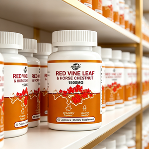 Complément <span class=keywords><strong>Alimentaire</strong></span> en Capsules de Feuilles de Vigne Rouge et de Marron d'Inde Naturel 1500mg pour la Circulation des Jambes et le Soutien des Veines, Personnalisé OEM/ODM en Usine - Product Image 5