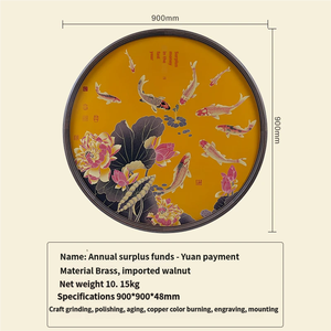 Pintura Decorativa Tallada en Cobre, Mural Circular <span class=keywords><strong>de</strong></span> Madera Maciza <span class=keywords><strong>de</strong></span> Calabaza, Adecuado para Entrada Orientada a la Puerta y para Regalo - Product Image 5