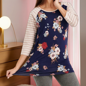 T-shirts d'allaitement à fleurs d'été Pullover Maternity Tops pour une alimentation facile et discrète - Product Image 1