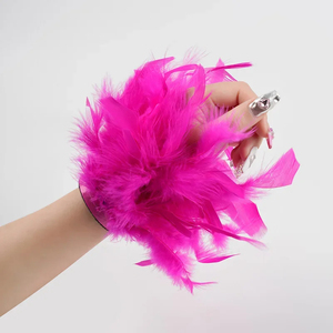New Design Ostrich <strong>Feather</strong> <strong>Cuff</strong> Wrist Sleeve Real <strong>Feather</strong> <strong>Cuffs</strong> <strong>Feather</strong> <strong>Cuff</strong> <strong>Snap</strong> Bracelet Clap on Satin Shirts Elegant - Product Image 5