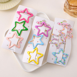 Barrettes à cheveux étoiles mignonnes 12 cm, pinces BB durables pour enfants, usage quotidien - Product Image 1