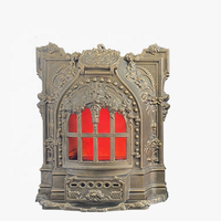 Cheminée électrique d'intérieur autoportante avec manteau en marbre et design en arche, matériau métallique, installation facile
