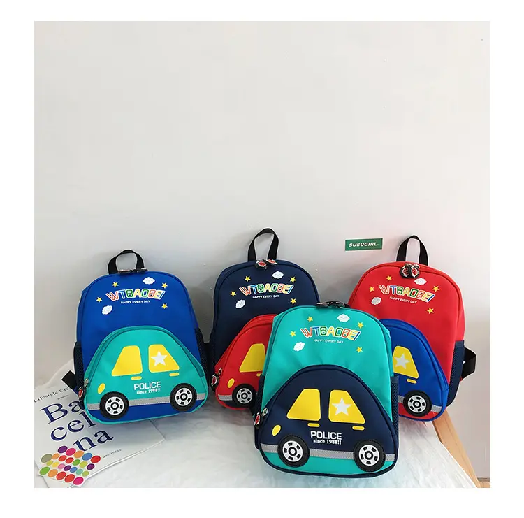 للبيع بالجملة حقيبة ظهر ثلاثية الأبعاد بتصميم مطبوع للسيارة للفتيات والفتيان حقيبة ظهر ضد الضياع حقيبة مدرسية للأطفال