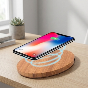 <span class=keywords><strong>Cargador</strong></span> Inalámbrico Portátil de Bambú de 5W con Logotipo Personalizado, Base de Carga Rápida para iPhone 15 14 y <span class=keywords><strong>Samsung</strong></span> S24 - Product Image 3