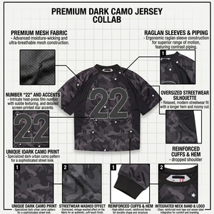 T-shirts de football Yali pour hommes, t-shirt oversize, streetwear, vêtements pour hommes, nouveau style, maille recyclée, camouflage noir, <span class=keywords><strong>étoile</strong></span> réfléchissante - Product Image 3