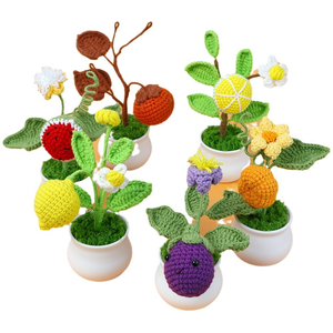 Adorno de Ganchillo Hecho a Mano con Forma de Fruta en Maceta, Planta Verde de Imitación de <span class=keywords><strong>Caqui</strong></span> Tejida con Hilo, Serie de Frutas y Verduras, Mini Bonsái, Regalo - Product Image 5