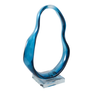 Scultura moderna decorativa a spirale in vetro blu, pezzo d'arte per la casa, tavolino da caffè, mensola, elegante statuetta decorativa - Product Image 2
